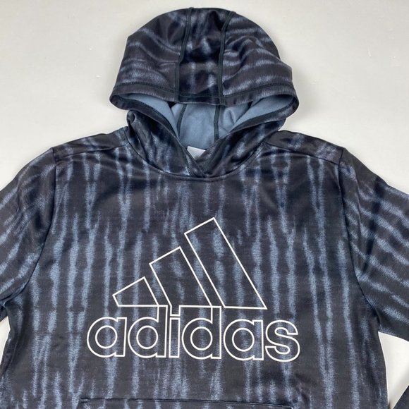 Adidas Pullover Hoodie Women's Large Zebra Stripe Black Gray EW6837 - Picture 2 of 8